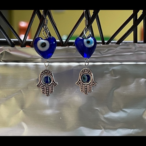 Hand Crafted Jewelry - Hamsa hand/Evil eye earrings